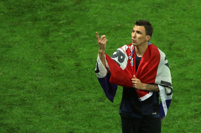 Mario Mandzukic MOSCOW, RUSSIA - JULY 11: Mario Mandzukic of Croatia celebrates victory following the 2018 FIFA World Cup Russia Semi Final match between England and Croatia at Luzhniki Stadium on July 11, 2018 in Moscow, Russia. (Photo by Alexander Hassenstein/Getty Images)