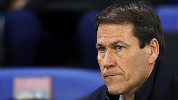 LYON, FRANCE - FEBRUARY 26: Rudi Garcia, Head Coach of of Olympique Lyon looks on prior to the UEFA Champions League round of 16 first leg match between Olympique Lyon and Juventus at Parc Olympique on February 26, 2020 in Lyon, France. (Photo by Catherine Ivill/Getty Images)