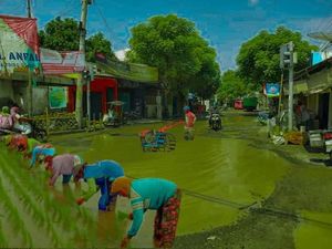 Jalan Rusak Disulap Jadi Sawah-Kolam Renang, Ini Kata Pemkab Rembang