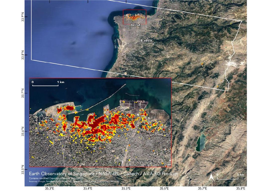 NASA Petakan Kerusakan Akibat Ledakan di Lebanon