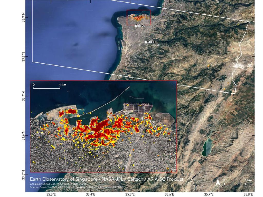 NASA Petakan Kerusakan Akibat Ledakan di Lebanon NASA Petakan Kerusakan Akibat Ledakan di Lebanon