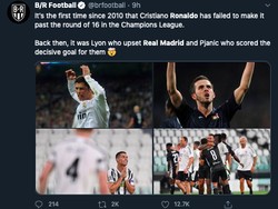 Sudah lama berlalu sejak Ronaldo absen di perempatfinal Liga Champions. (Foto: screenshot Internet/Twitter)