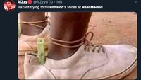 Eden Hazard dicibir tak mampu menjadi pengganti Ronaldo di Madrid. (Foto: screenshot Internet/Twitter)