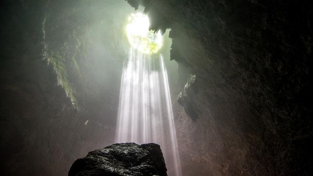 The holy light inside Goa Jomblang in Yogyakarta