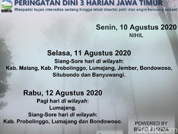 Prakiraan Cuaca di Jawa Timur: Sejumlah Wilayah Diguyur Hujan Lokal