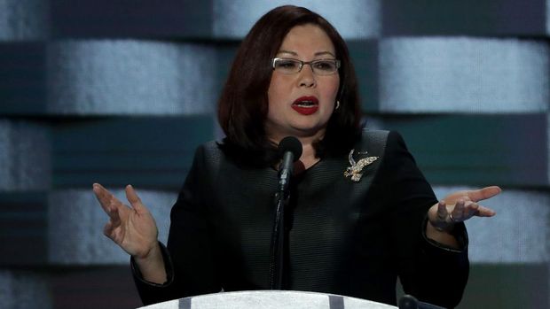 PHILADELPHIA, PA - JULY 28: U.S. Representative Tammy Duckworth (D-IL) delivers remarks on the fourth day of the Democratic National Convention at the Wells Fargo Center, July 28, 2016 in Philadelphia, Pennsylvania. Democratic presidential candidate Hillary Clinton received the number of votes needed to secure the party's nomination. An estimated 50,000 people are expected in Philadelphia, including hundreds of protesters and members of the media. The four-day Democratic National Convention kicked off July 25.   Alex Wong/Getty Images/AFP