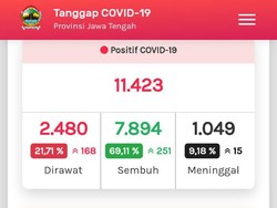 Update COVID-19 Jateng 11 Agustus: 11.423 Positif, 1.049 Meninggal