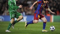 Lionel Messi juga empat kali melakoni pertandingan menghadapi Rubin Kazan. Tapi, dirinya juga belum pernah menjebol gawang tim asa Rusia itu (Getty Images)