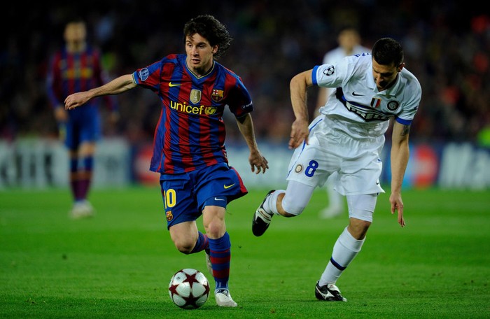 BARCELONA, SPAIN - DECEMBER 11:  Leo Messi of Barcelona is seen during the Primera Liga match between FC Barcelona and Sevilla on December 11, 2005 at the Camp Nou stadium in Barcelona, Spain.  (Photo by Luis Bagu/Getty Images)