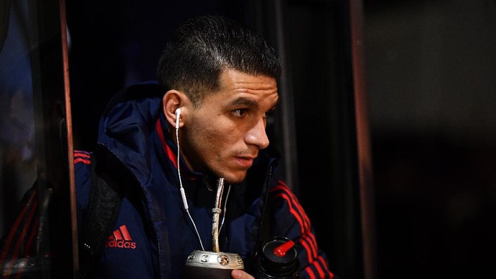 BOURNEMOUTH, ENGLAND - JANUARY 27: Lucas Torreira of Arsenal arrives at the stadium prior to the FA Cup Fourth Round match between AFC Bournemouth and Arsenal at Vitality Stadium on January 27, 2020 in Bournemouth, England. (Photo by Justin Setterfield/Getty Images)