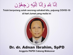 Dokter Ahli Penyakit Dalam di Makassar Meninggal Dunia Akibat COVID-19