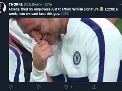 Arsenal memberi gaji tinggi Willian padahal baru dikabarkan mau mem-PHK 55 karyawan. (Foto: internet/Twitter)