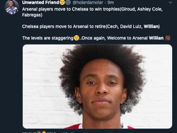 Cuitan ini bilang Willian ke Arsenal untuk pensiun. (Foto: internet/Twitter)