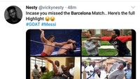 Cuplikan pertandingan Barcelona vs Bayern Munich. Lionel Messi dkk dihajar, digebuki, diserang tanpa ampun. Mungkin begini gambarannya. (Foto: Twitter @vickynesty)