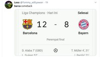 Ada yang menyindir Barcelona sebagai raja comeback. Kekalahan 2-8 diedit menjadi 12-8. Duh, kasian banget ya.. (Foto: Twitter @Tommy_adityawan)