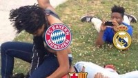 Ada yang senang, tapi bukan fans Barcelona. Tentu saja, penggemar Real Madrid yang tersenyum melihat kekalahan Barcelona. Mereka akan mengabadikan kekalahan telak sang rival sebagai bahan olok-oloknya. (Foto: Twitter)