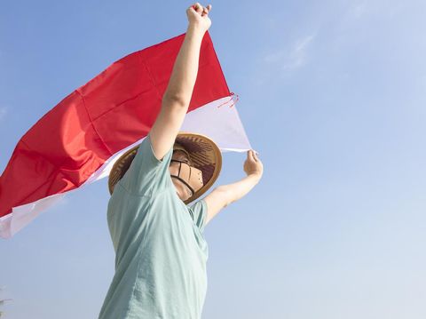 Young Indonesian Farmer Celebrating Independence Day