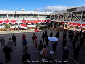 Momen Upacara Peringatan HUT Ke-75 RI di Canberra