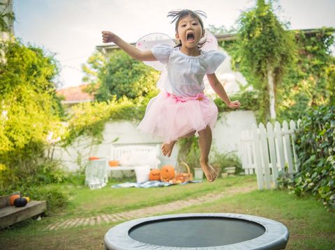 Fairy fly in the sky with a trampoline.