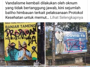 Sejumlah Baliho Edukasi Cegah COVID-19 di Bali Dicoret-Dirusak