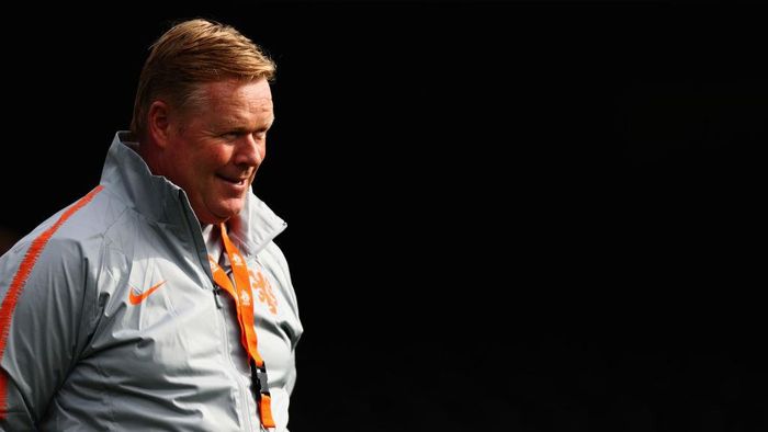 Ronald Koeman GUIMARAES, PORTUGAL - JUNE 05: Head coach / Manager, Ronald Koeman looks on during the Netherlands Media Access Session held at Estadio D. Afonso Henriques on June 05, 2019 in Guimaraes, Portugal. (Photo by Dean Mouhtaropoulos/Getty Images)