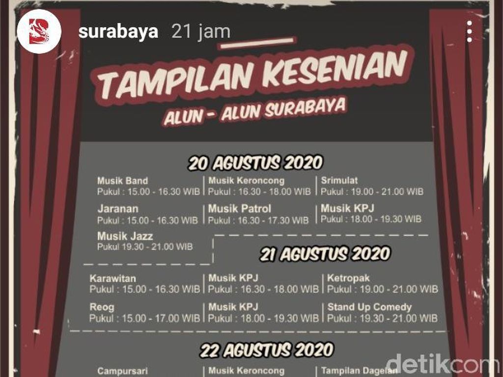 Sempat Rilis Jadwal Acara di Alun-alun Suroboyo, Pemkot Dikritik Netizen Sempat Rilis Jadwal Acara di Alun-alun Suroboyo, Pemkot Dikritik Netizen