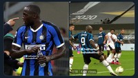 Meme ini menyindir gol bunuh diri Lukaku sebagai usaha menyamai jumlah gol Bruno Fernandes selaku top skor Liga Europa. Keduanya cuma terpaut satu gol. (Foto: internet/Twitter)