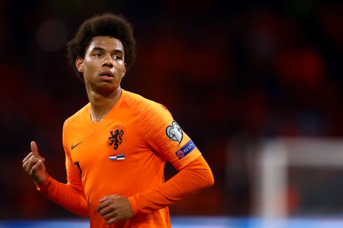 AMSTERDAM, NETHERLANDS - NOVEMBER 19:  Calvin Stengs of Netherlands in action during the UEFA Euro 2020 Qualifier between The Netherlands and Estonia on November 19, 2019 in Amsterdam, Netherlands. (Photo by Dean Mouhtaropoulos/Getty Images)