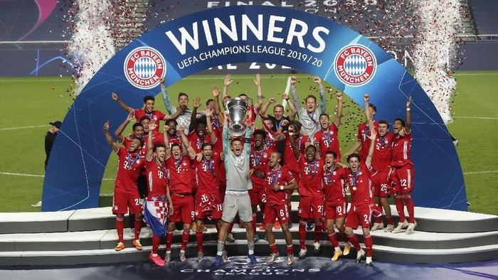Bayern Munich keluar sebagai juara Liga Champions 2019/2020. Die Roten menjadi kampiun setelah mengalahkan Paris Saint-Germain 1-0 di Estadio da Luz, Lisbon, Portugal, Senin (24/8/2020) dini hari WIB.