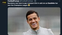 Tapi Liverpool tetap bisa bergembira dengan keberhasilan Coutinho juara Liga Champions di Bayern. Soalnya the Reds akan dapat duit dari Barca akibat klausul dalam kontraknya! (Foto: internet/Twitter)