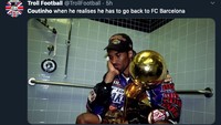 Meme ini bilang, malah Coutinho yang akan sedih balik ke Barca. (Foto: internet/Twitter)