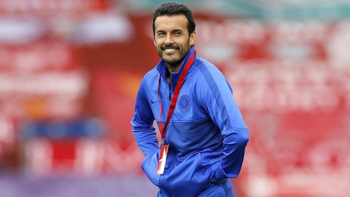 LIVERPOOL, ENGLAND - JULY 22: Pedro of Chelsea looks on prior to the Premier League match between Liverpool FC and Chelsea FC at Anfield on July 22, 2020 in Liverpool, England. Football Stadiums around Europe remain empty due to the Coronavirus Pandemic as Government social distancing laws prohibit fans inside venues resulting in all fixtures being played behind closed doors. (Photo by Phil Noble/Pool via Getty Images)