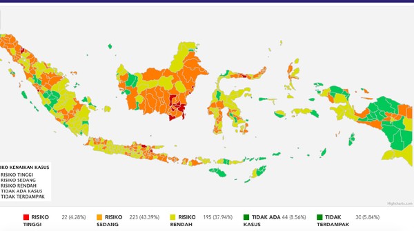 Peta Zona Risiko Corona di Indonesia