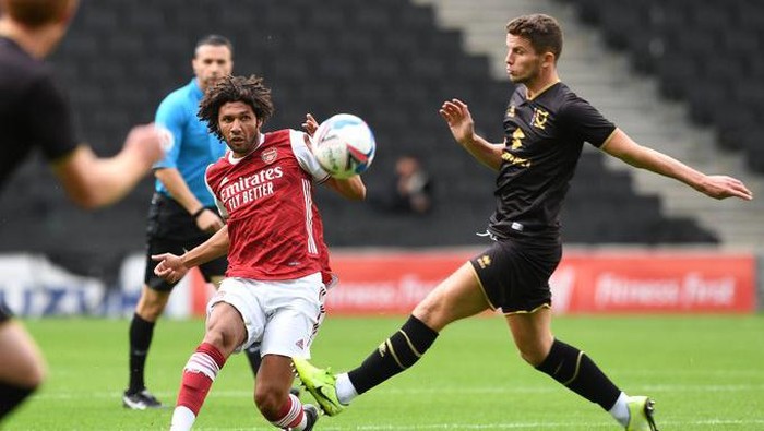 Arsenal bertemu MK Dons di pertandingan uji coba yang berlangsung di Stadium MK, Inggris, Rabu (26/8/2020) dini hari WIB.