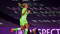 Gol di pertengahan babak kedua ini mengatarkan Wolfsburg ke final Liga Champions wanita. Mereka akan berhadapan dengan pemenang antara PSG vs Lyon. Gabriel Bouys/Getty Images.