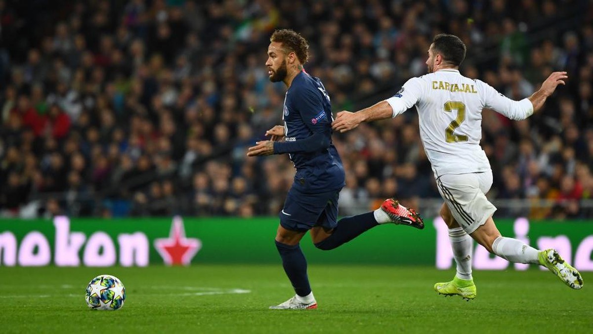 Bagi bek Real Madrid Dani Carvajal, Neymar merupakan striker yang paling sulit dijaga. (Foto: AFP/GABRIEL BOUYS)