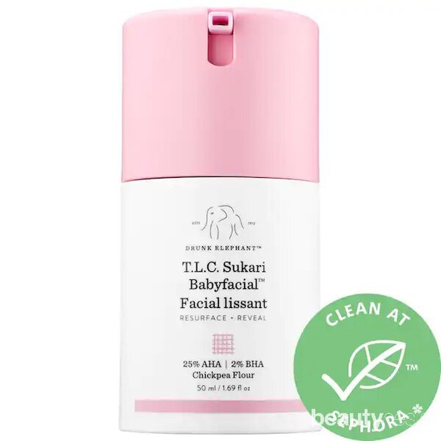 Berbeda dengan produk eksfoliasi lainnya, produk dari Drunk Elephant ini memiliki kandungan AHA yang lebih tinggi, yaitu 25% dan kandungan BHA yang lebih kecil yaitu 2%.