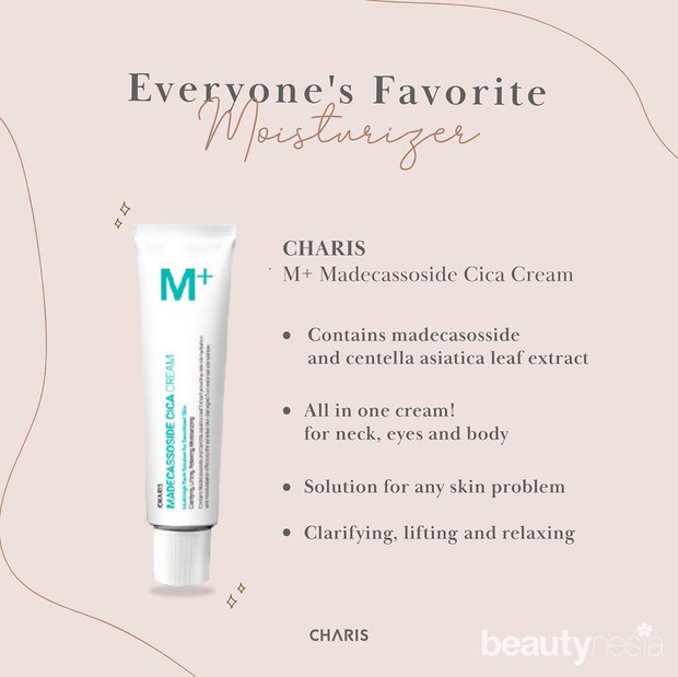 M+ Madecassoside Cica Cream memiliki empat fungsi, yakni clarifying (mencerahkan), lifting (mengangkat), relaxing (menenangkan, juga moisturizing (melembapkan).