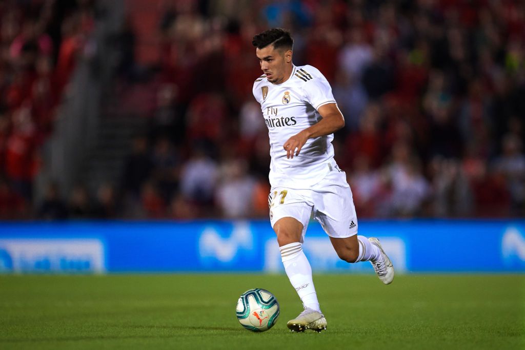 MALLORCA, SPAIN - OCTOBER 19: Brahim Diaz of Real Madrid CF runs with the ball during the La Liga match between RCD Mallorca and Real Madrid CF at Iberostar Estadi on October 19, 2019 in Mallorca, Spain. (Photo by Alex Caparros/Getty Images)