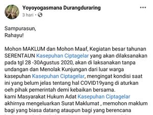 Serentaun Kasepuhan Ciptagelar Dihelat Terbatas, Tolak Kunjungan Luar? Serentaun Kasepuhan Ciptagelar Dihelat Terbatas, Tolak Kunjungan Luar?