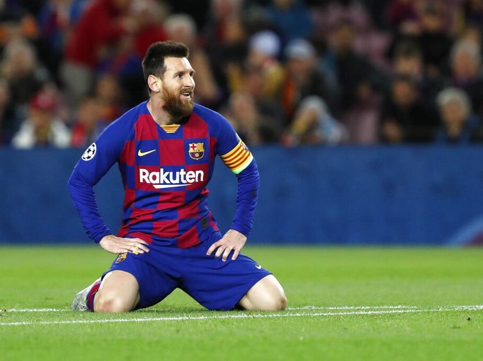 FILE - In this Nov. 5, 2019 file photo, Barcelonas Lionel Messi reacts during a Champions League Group F soccer match against Slavia Praha at Camp Nou stadium in Barcelona, Spain. Lionel Messi has told Barcelona he wants to leave the club after nearly two decades with the Spanish giants. The club has confirmed that the Argentina great has sent a note expressing his desire to leave. The announcement comes 11 days after Barcelonas humiliating 8-2 loss to Bayern Munich in the Champions League quarterfinals, one of the worst in the players career and in the clubs history. (AP Photo/Joan Monfort, File)