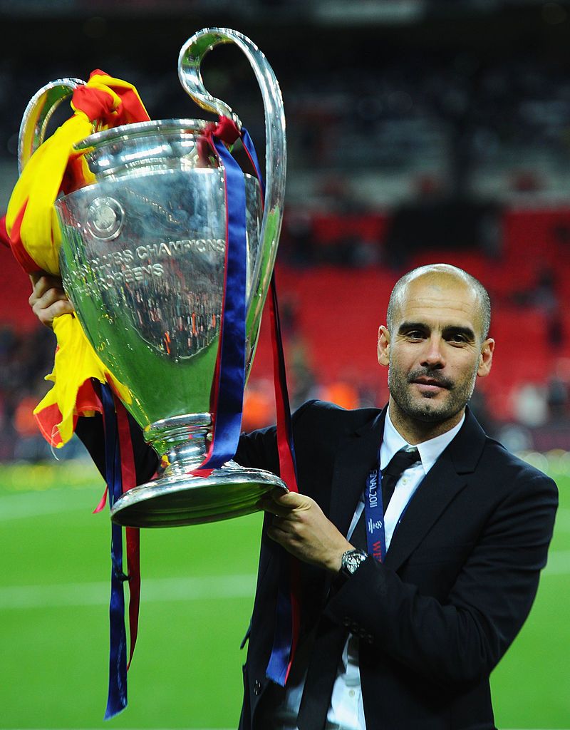 BARCELONA, SPAIN - MAY 05:  Lionel Messi of FC Barcelona (R) hugs his Head coach Josep Guardiola of FC Barcelona after scoring his team's third goal during the La Liga match between FC Barcelona and RCD Espanyol at Camp Nou on May 5, 2012 in Barcelona, Spain. This is the last match as head coach of FC Barcelona for Josep Guardiola at the Camp Nou Stadium.  (Photo by David Ramos/Getty Images)