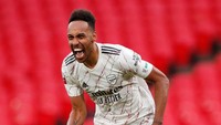 5. Pierre-Emerick Aubameyang. Striker ini terikat kontrak sampai 30 Juni 2021 dengan Arsenal. Estimasi valuasi harga pasar menurut Transfermarkt: 56 juta euro. (Foto: Getty Images/Pool)