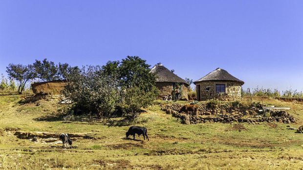 Rumah penduduk Maluti di Lesotho