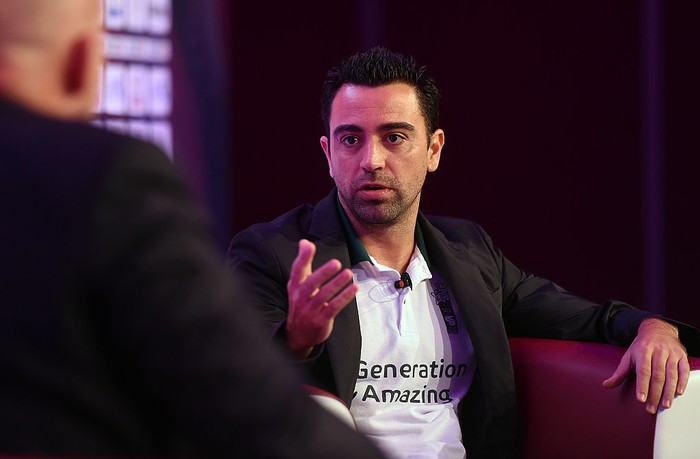 DOHA, QATAR - DECEMBER 05:  Generation Amazing Ambassador, Xavi Hernandez speaks on day two of the Soccerex Asia on December 5, 2016 in Doha, Qatar.  (Photo by Tom Dulat/Getty Images)