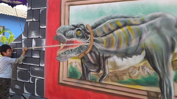 Foto: Lukisan 3D Keren di Balik Tembok Warga Magelang