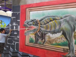 Foto: Lukisan 3D Keren di Balik Tembok Warga Magelang