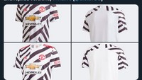 Ini diklaim sebagai gambar resmi dari jersey ketiga MU di musim 2020/2021. (Foto: internet/Twitter)