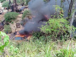 Sumur Minyak di Bojonegoro Terbakar