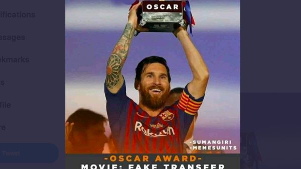 Meme Messi Terima Piala Oscar Gegara Bertahan di Barcelona